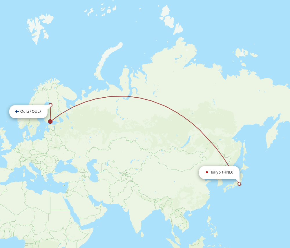 OUL-HND flight routes