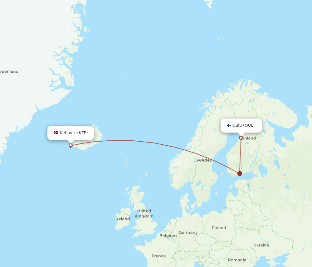 OUL-KEF flight routes