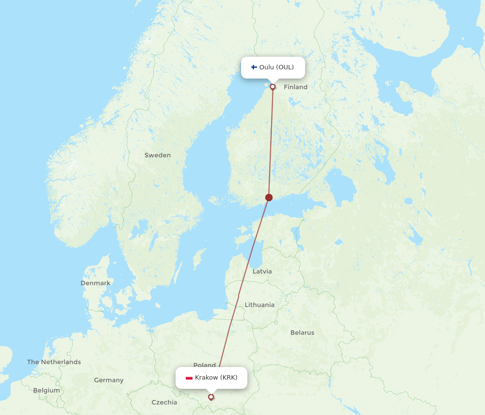 OUL-KRK flight routes