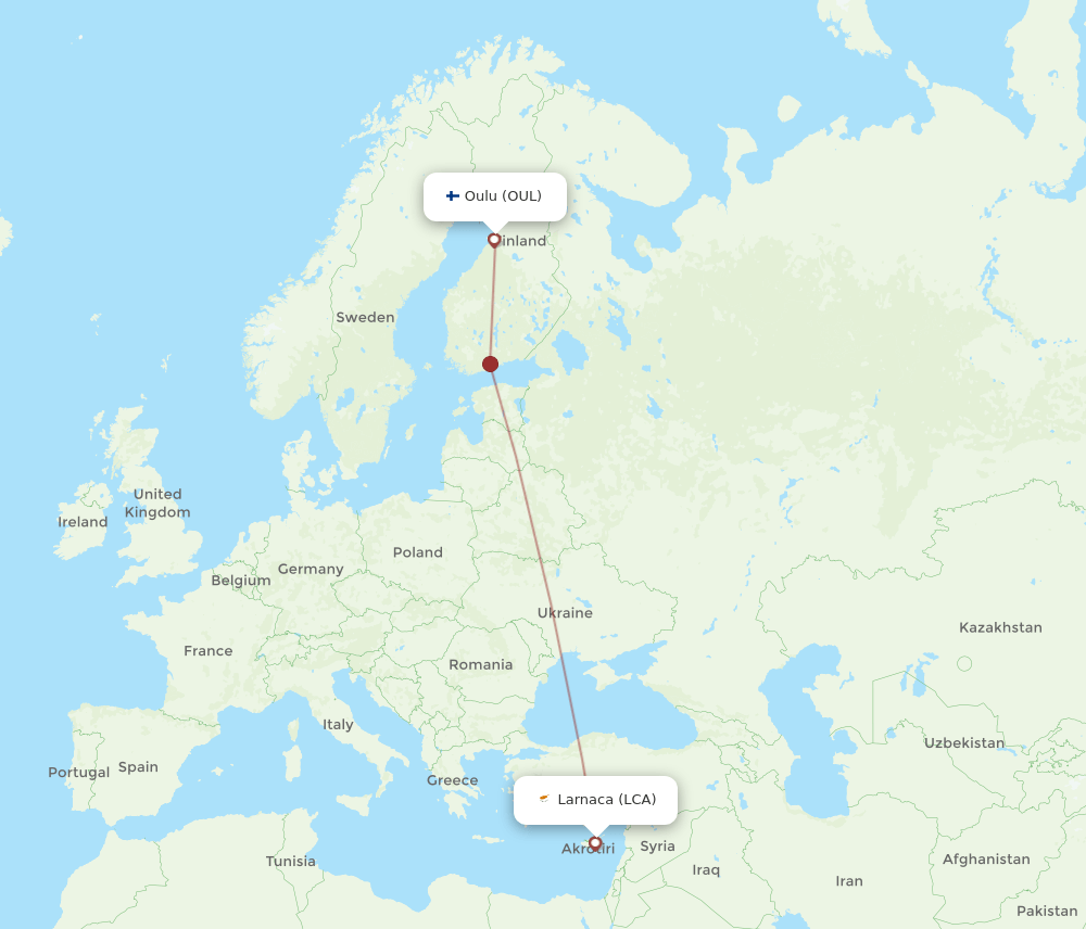 OUL-LCA flight routes