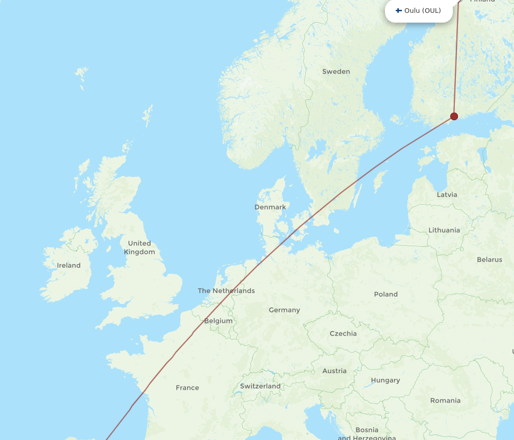 OUL to LIS flights and routes map