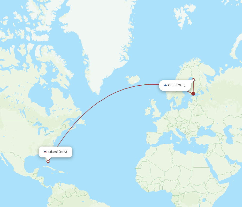 OUL-MIA flight routes
