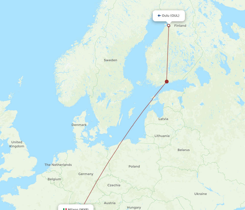 OUL-MXP flight routes