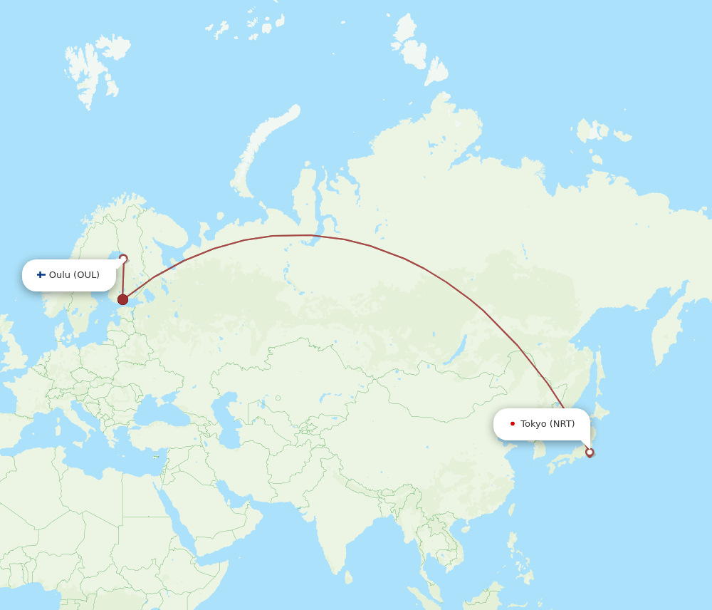 OUL-NRT flight routes