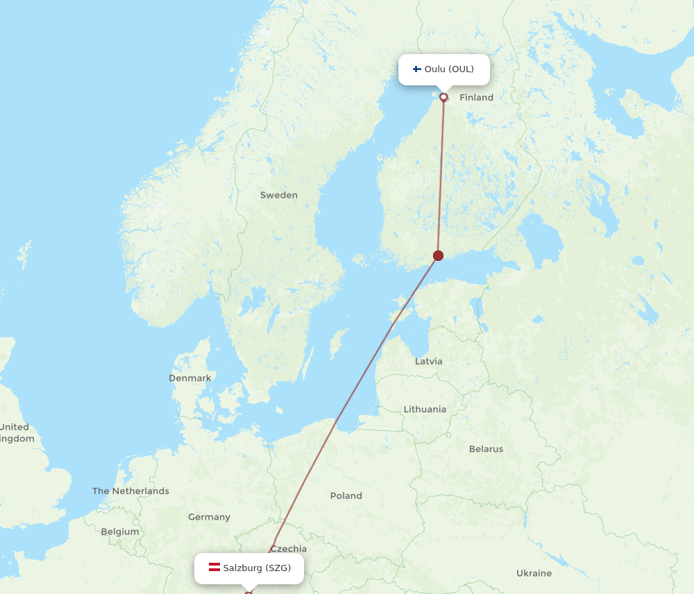 OUL-SZG flight routes