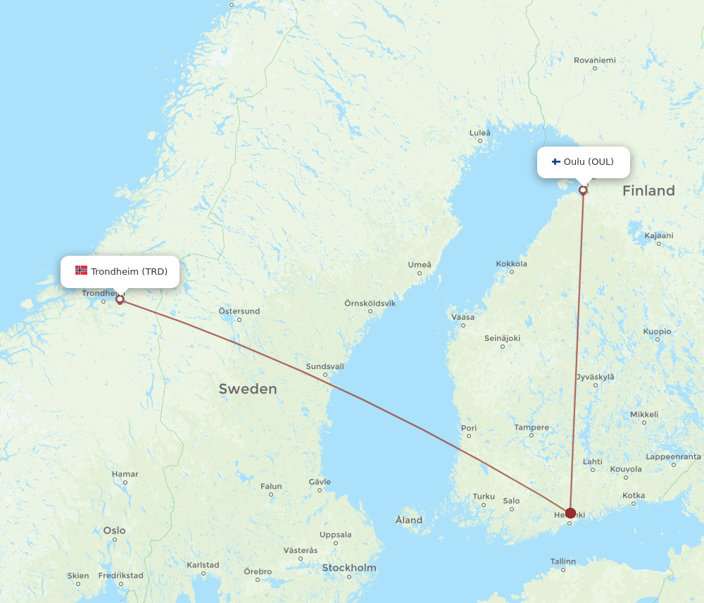 OUL-TRD flight routes