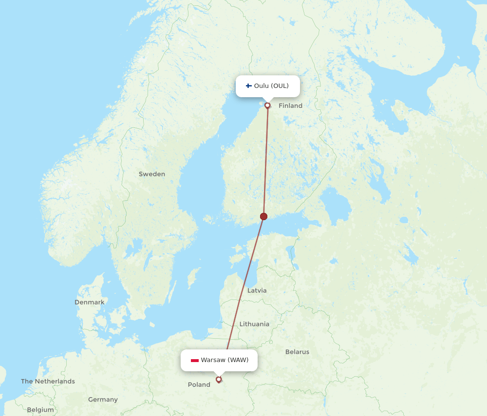 OUL-WAW flight routes