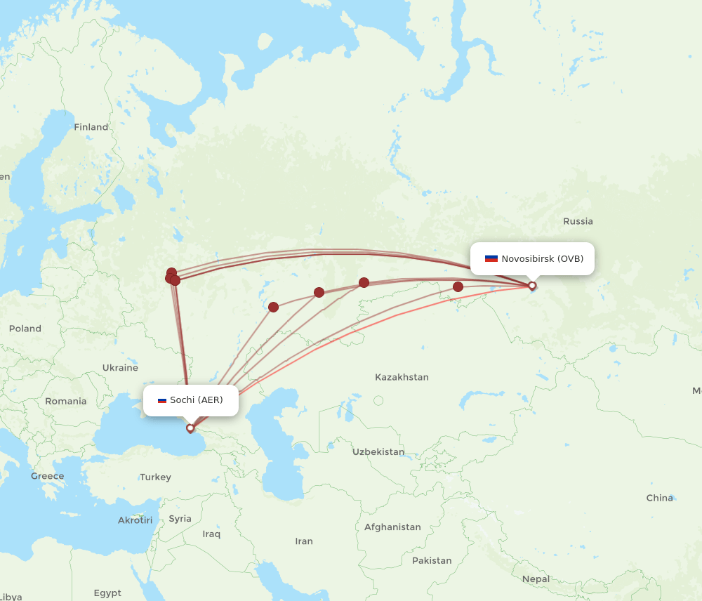 OVB-AER flight routes