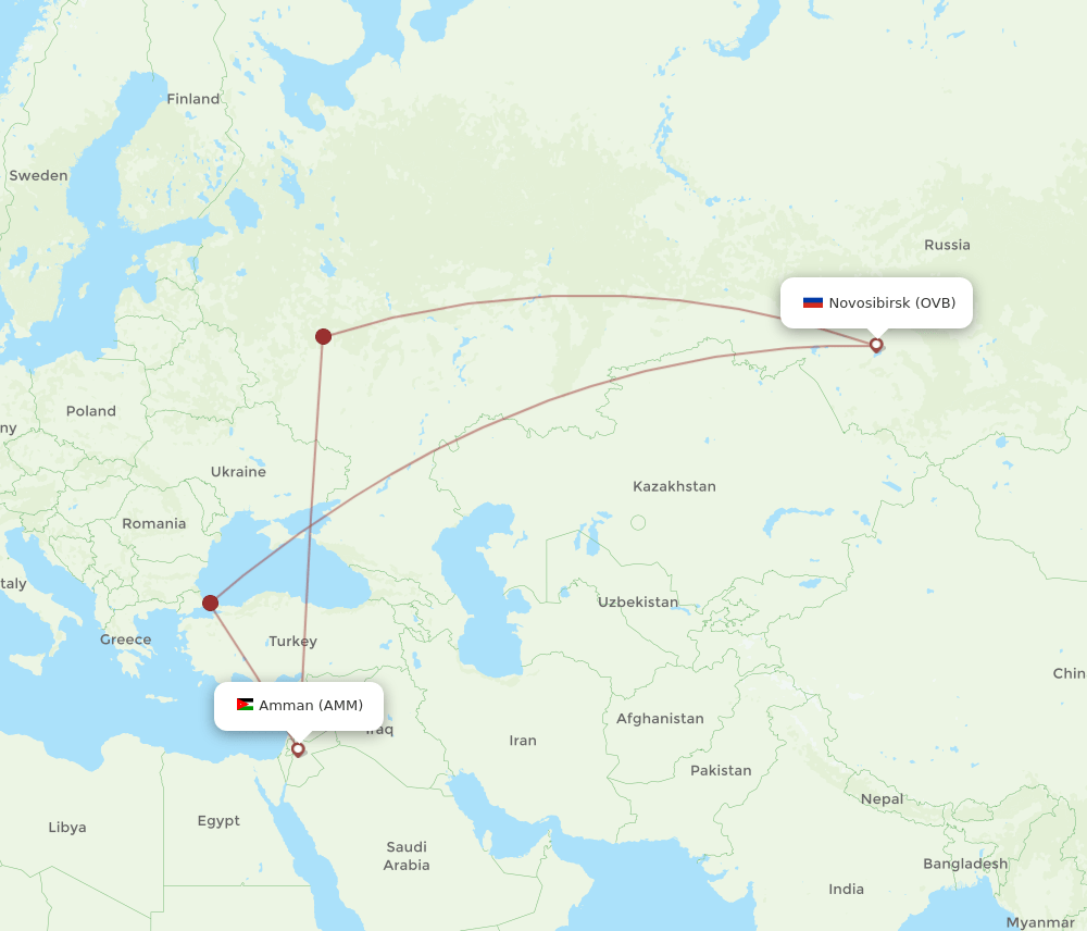 OVB-AMM flight routes