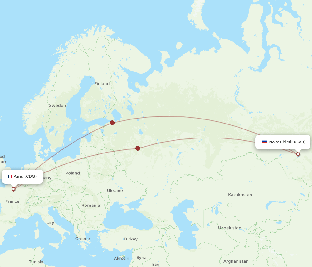 OVB-CDG flight routes