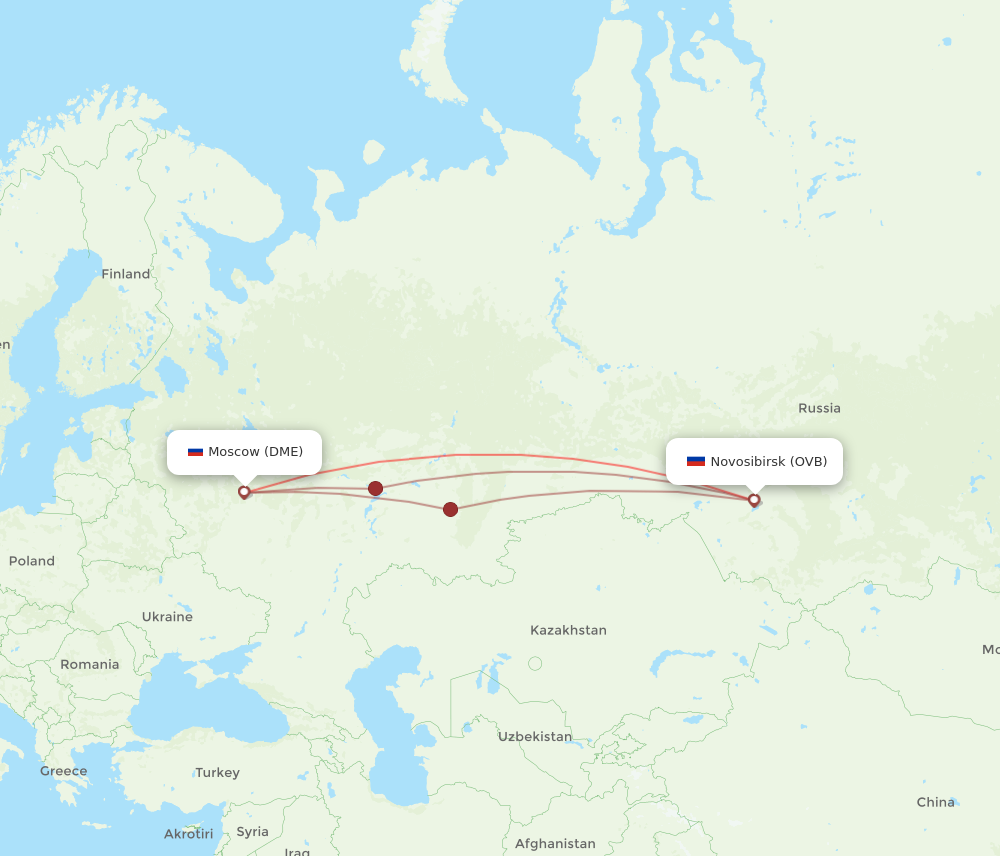 OVB to DME flights and routes map