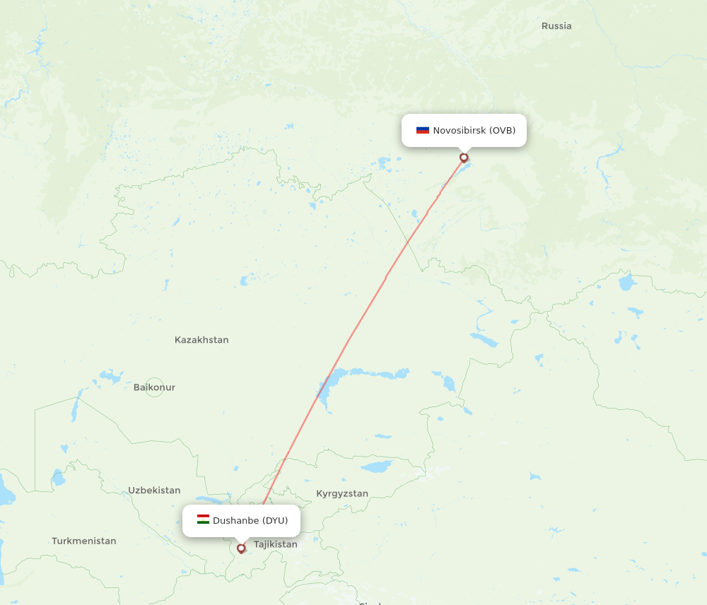 OVB to DYU flights and routes map