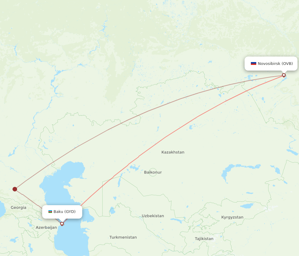 OVB-GYD flight routes