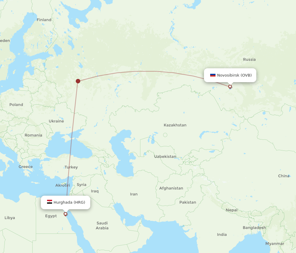 OVB-HRG flight routes