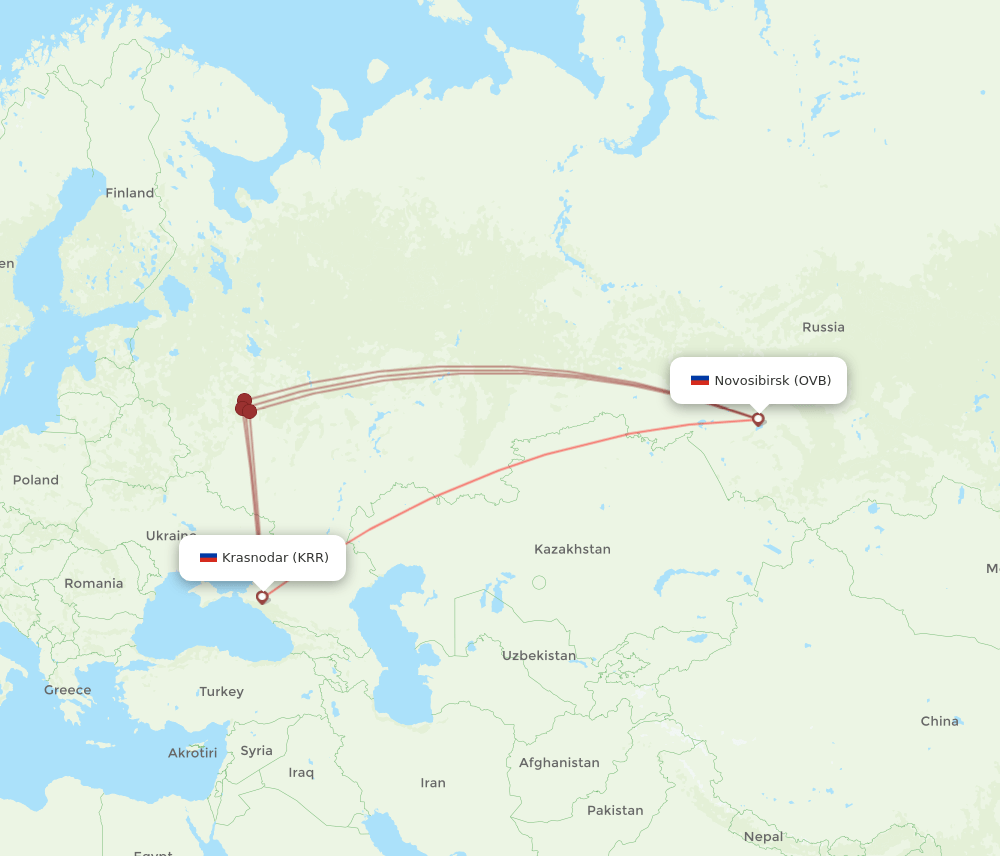 OVB to KRR flights and routes map
