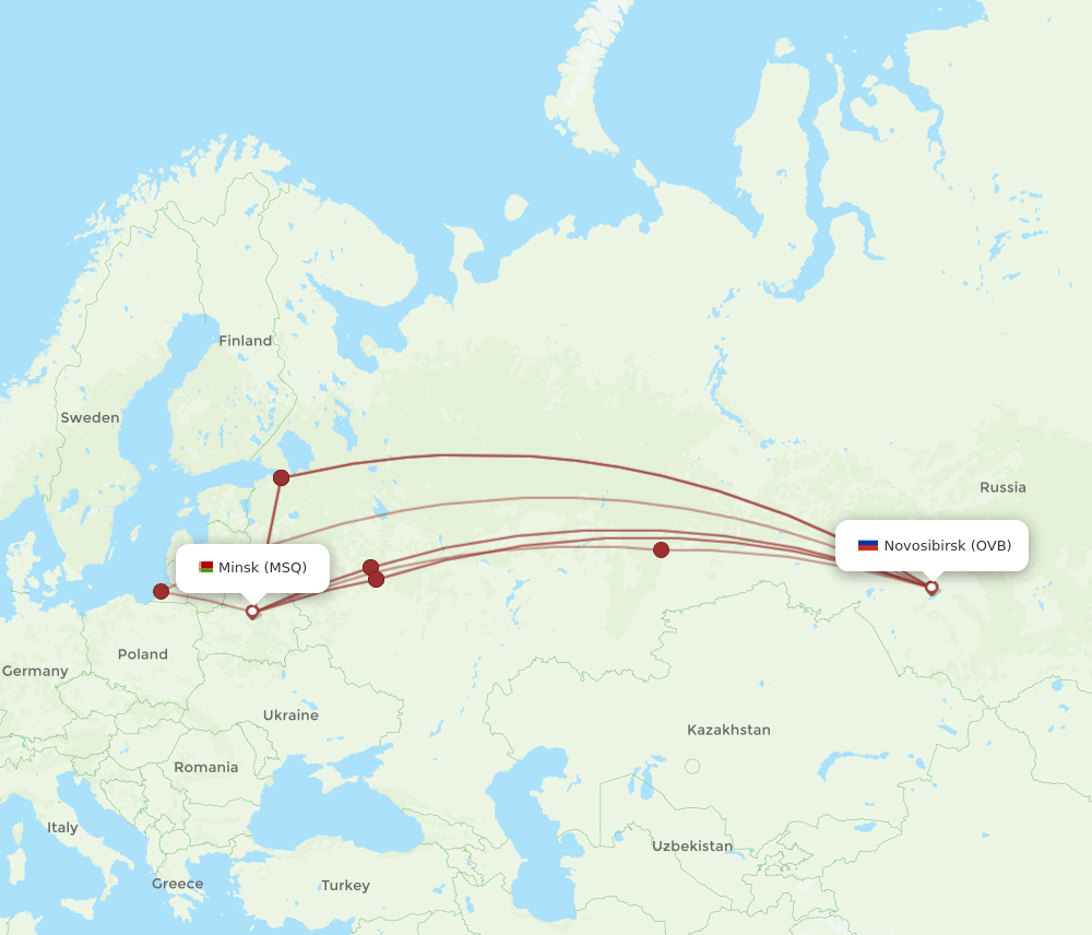 OVB-MSQ flight routes