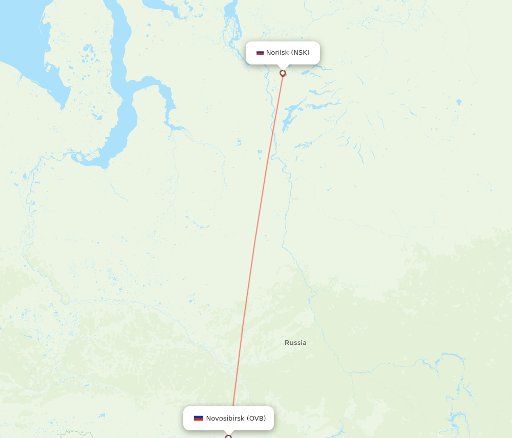OVB to NSK flights and routes map