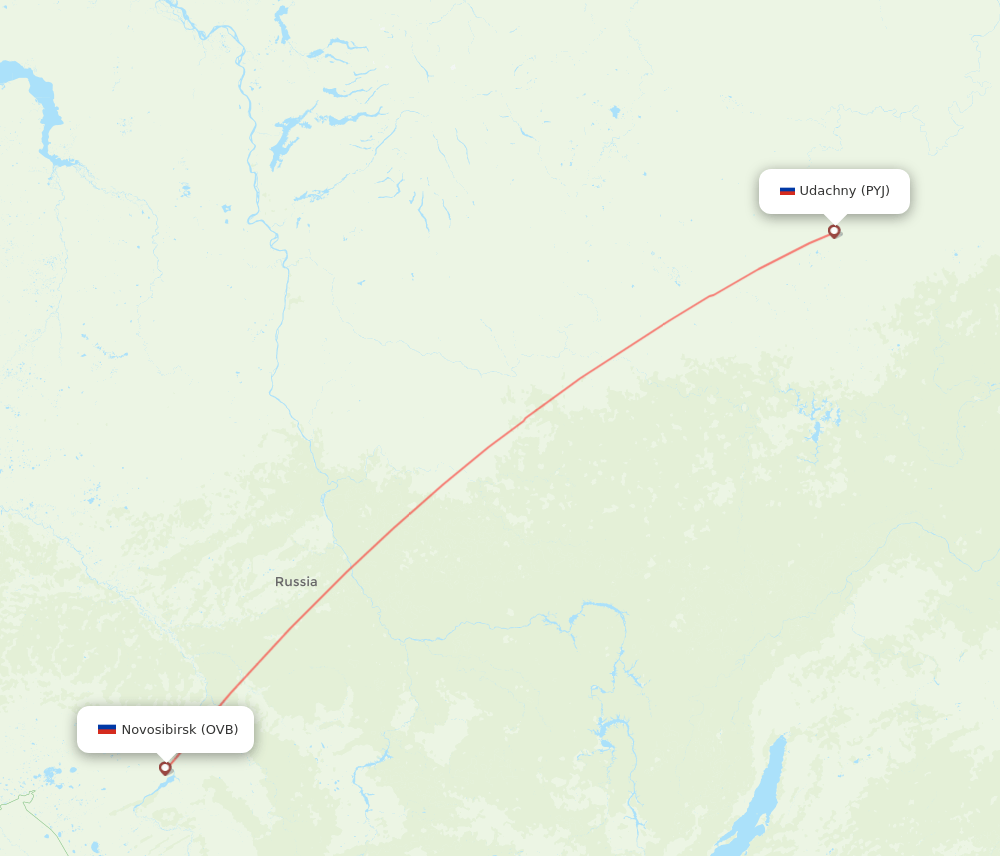 OVB to PYJ flights and routes map