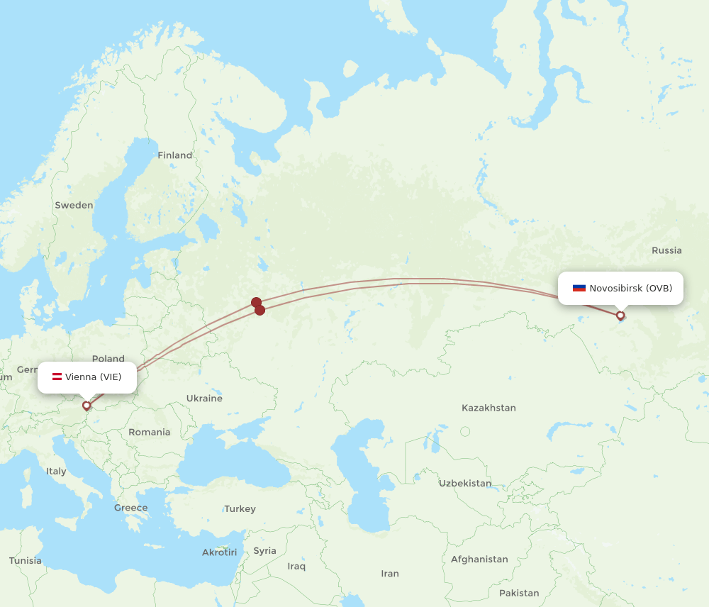 OVB-VIE flight routes