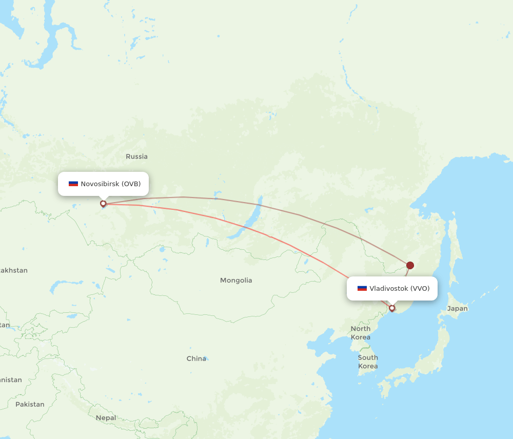 OVB to VVO flights and routes map