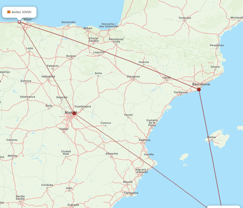OVD-ALG flight routes