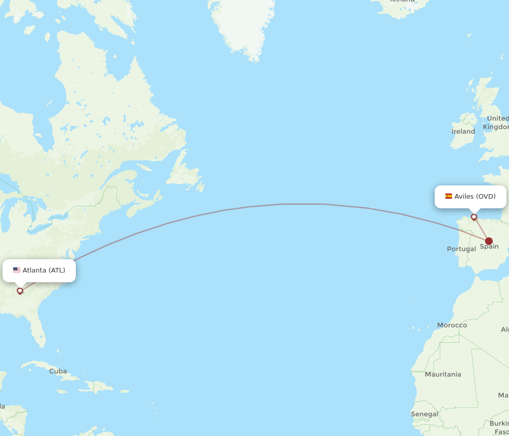 OVD-ATL flight routes