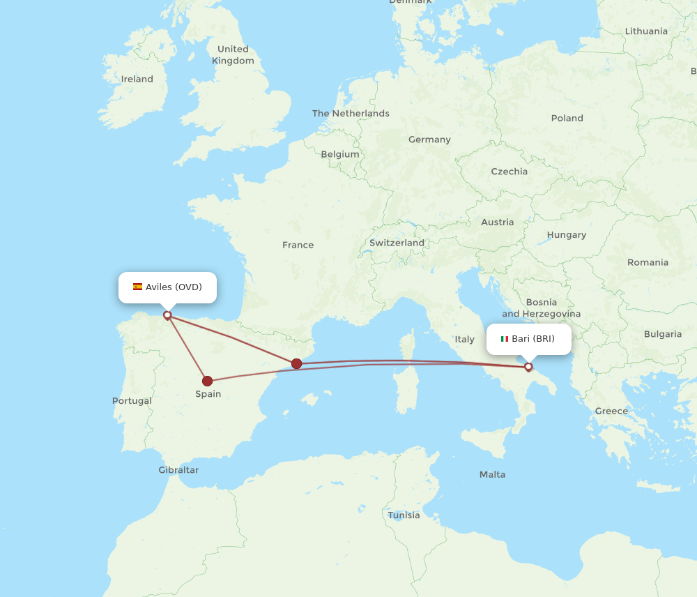 OVD-BRI flight routes