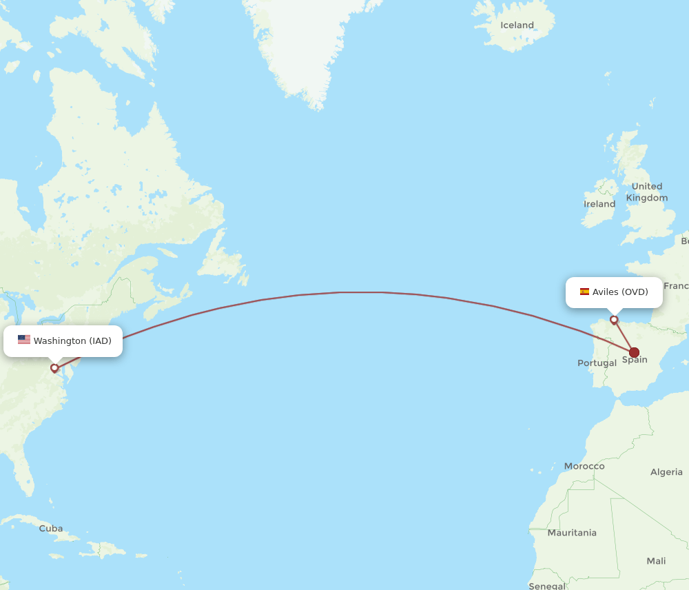 OVD-IAD flight routes