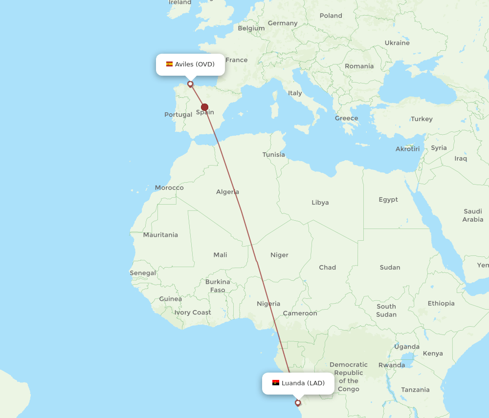 OVD-LAD flight routes