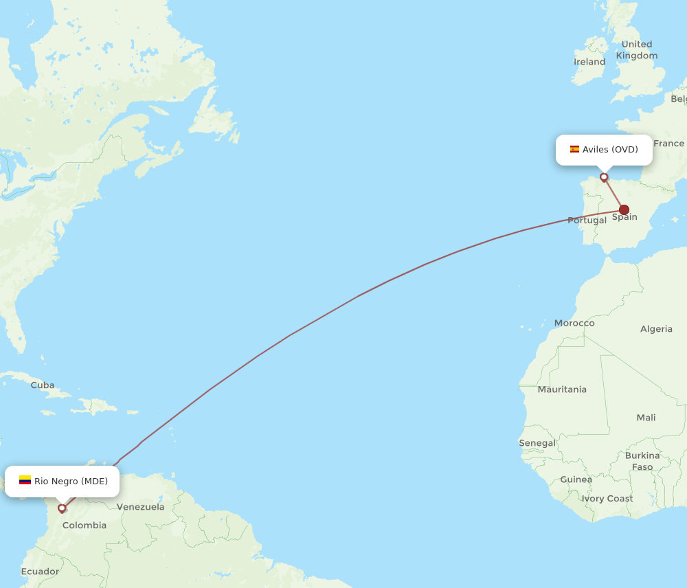 OVD-MDE flight routes