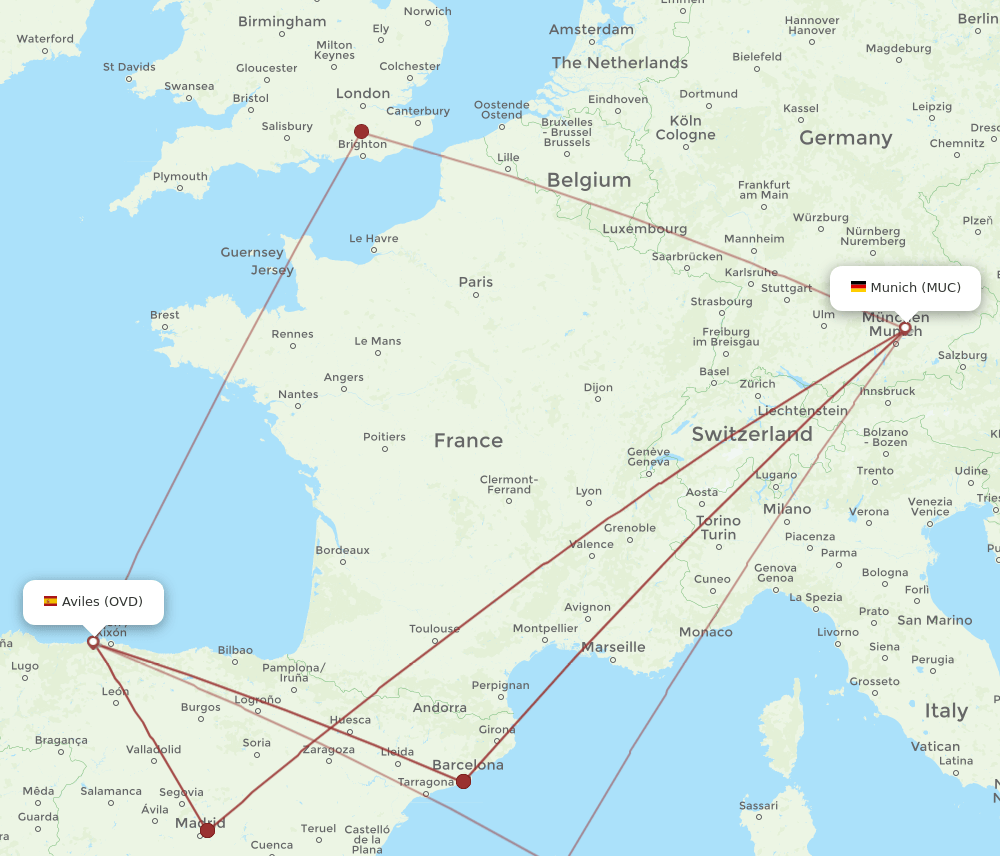 OVD-MUC flight routes