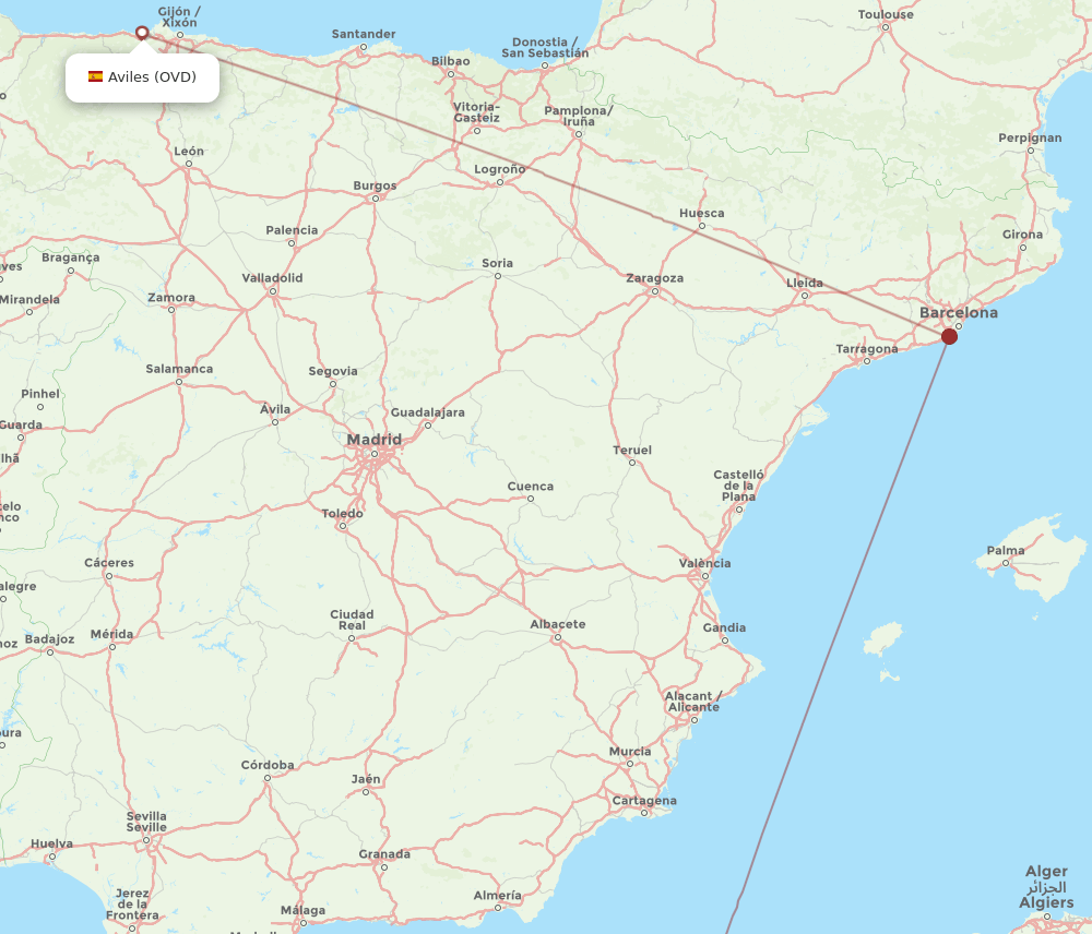 OVD-ORN flight routes