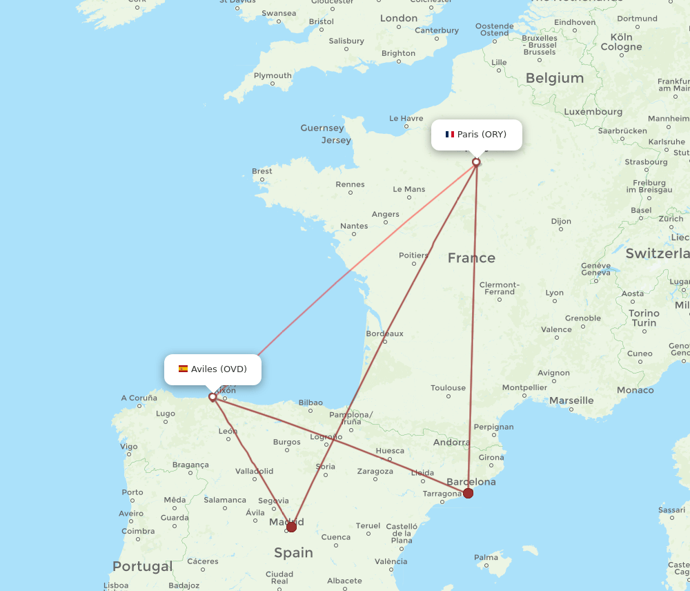 OVD-ORY flight routes