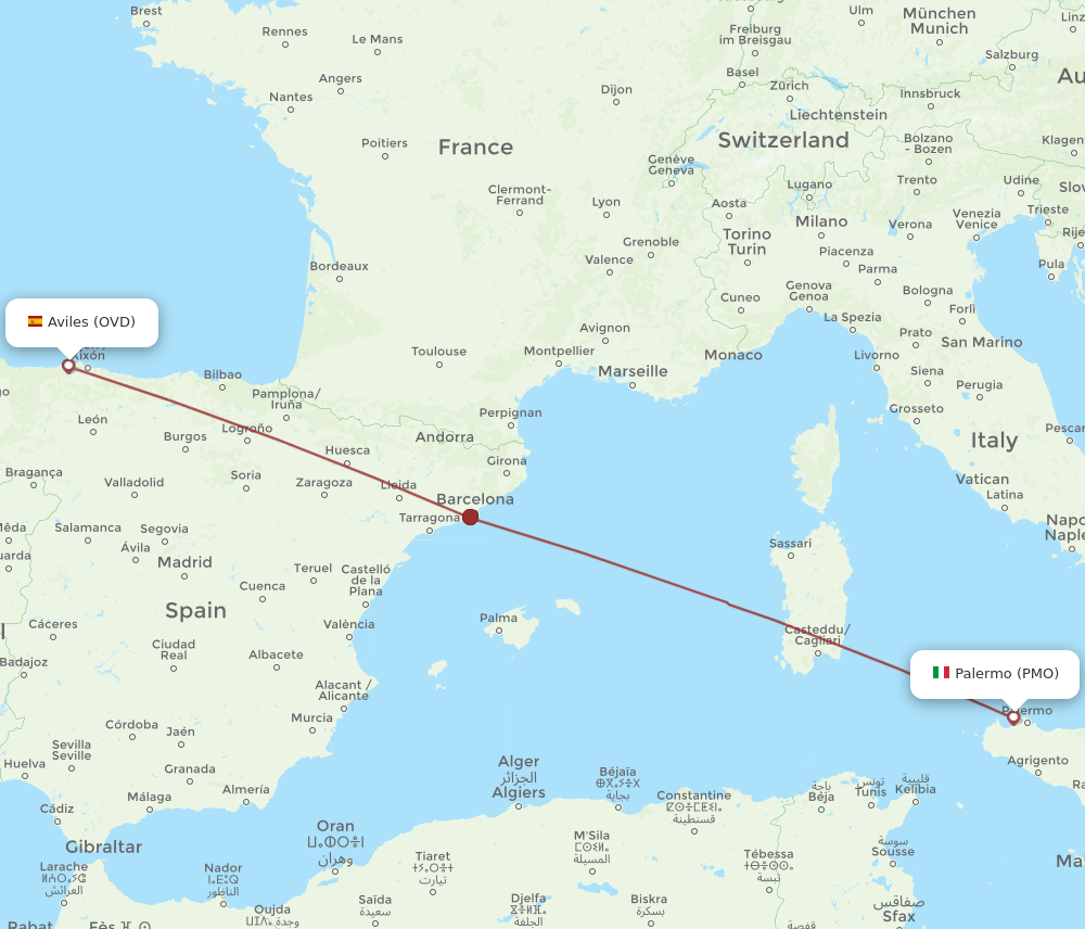 OVD-PMO flight routes