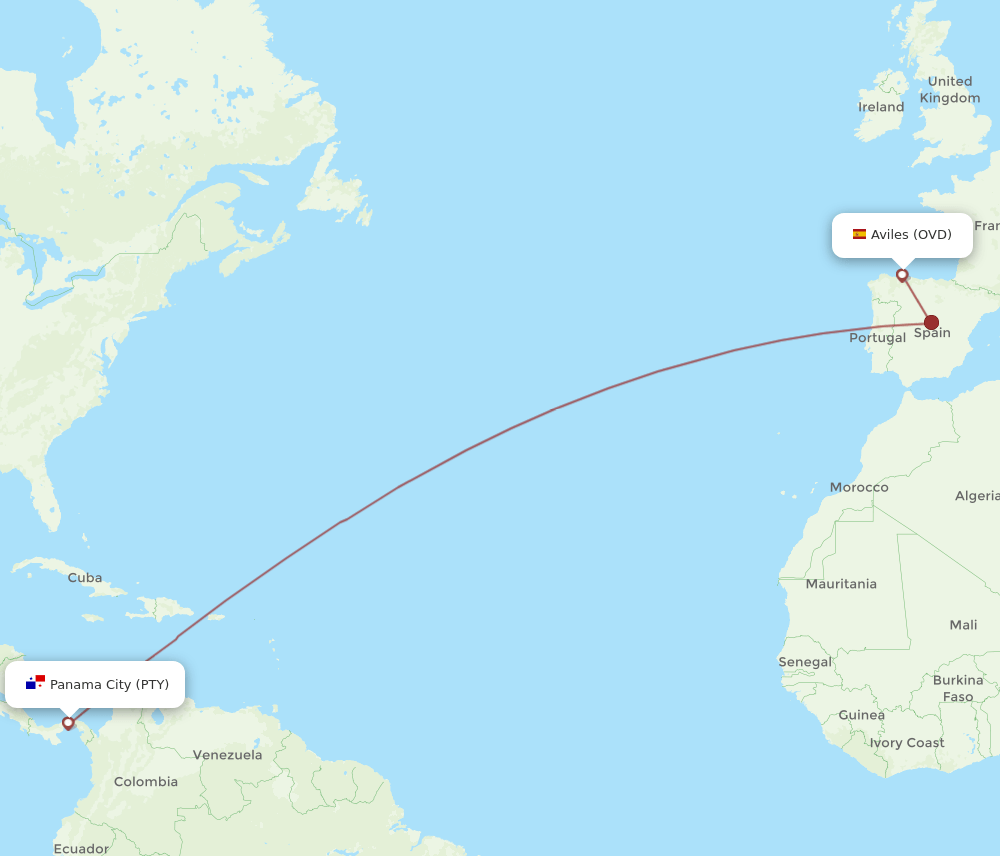 OVD-PTY flight routes