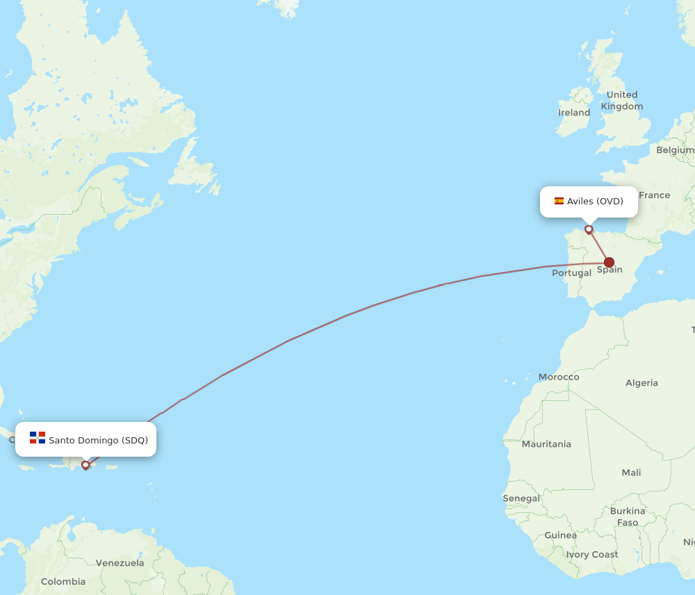 OVD-SDQ flight routes