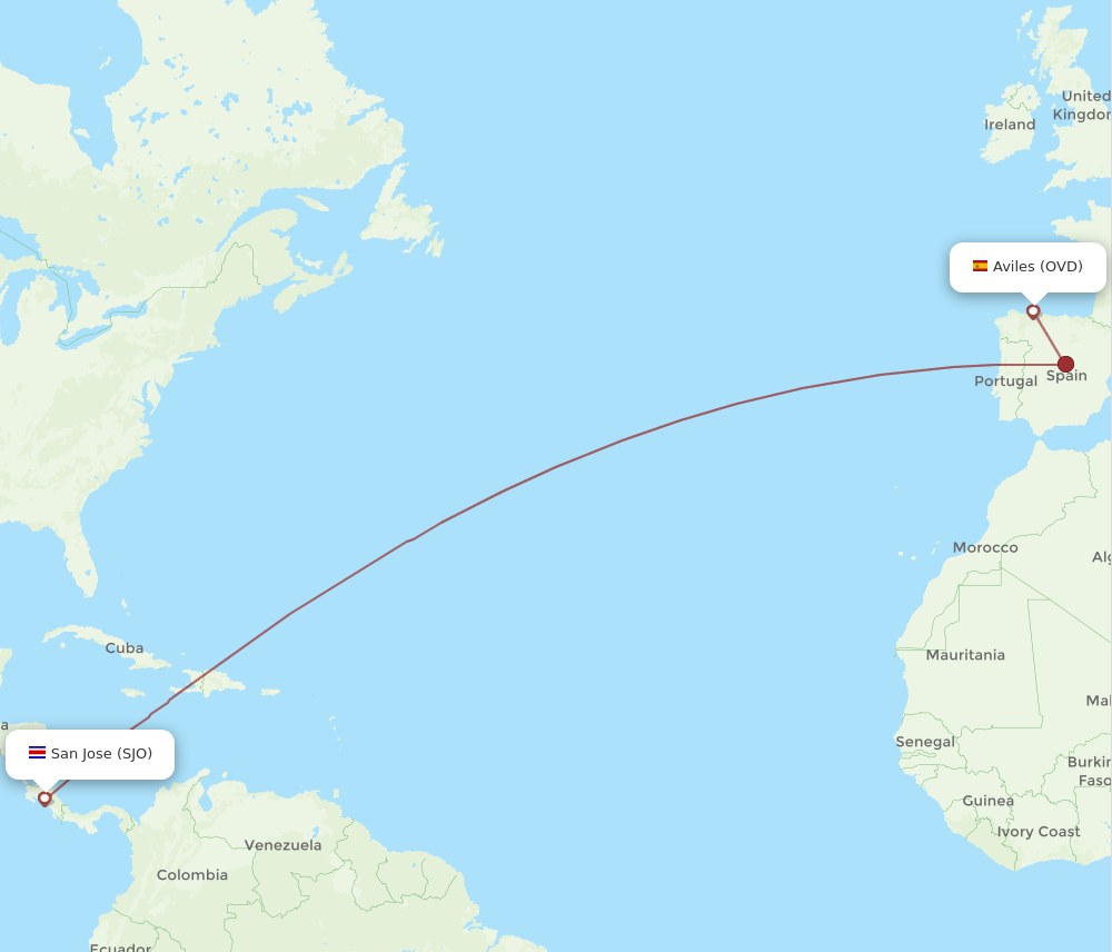 OVD-SJO flight routes