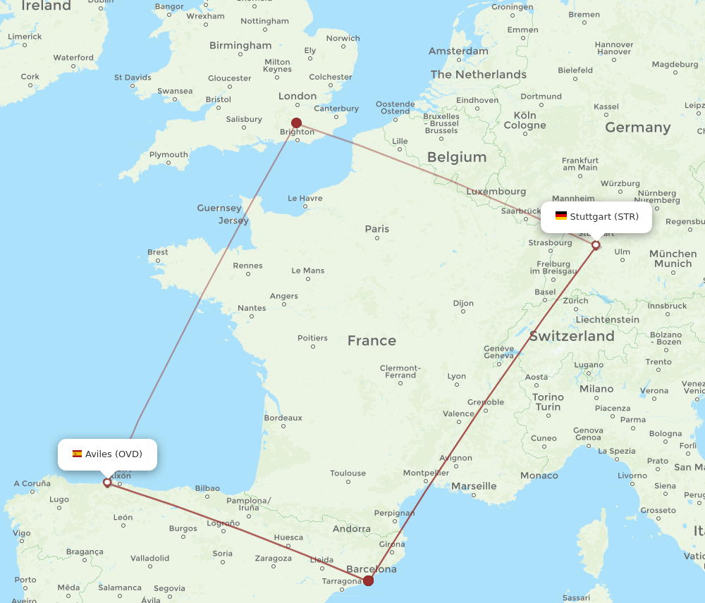 OVD-STR flight routes