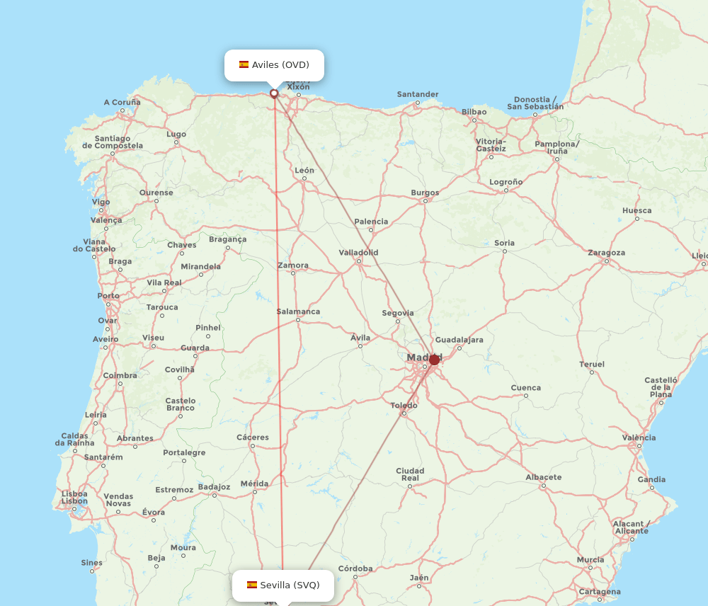 OVD-SVQ flight routes