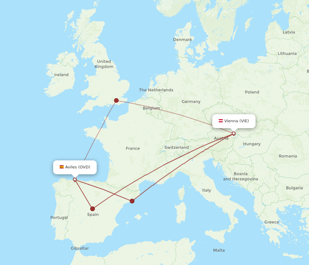OVD-VIE flight routes