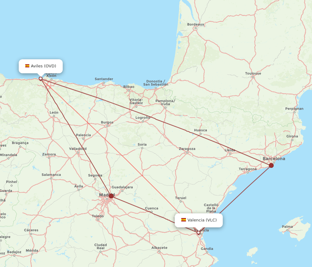OVD-VLC flight routes