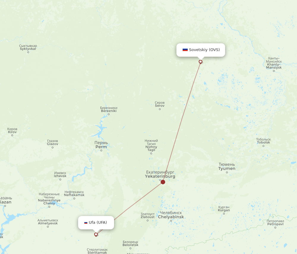 OVS-UFA flight routes