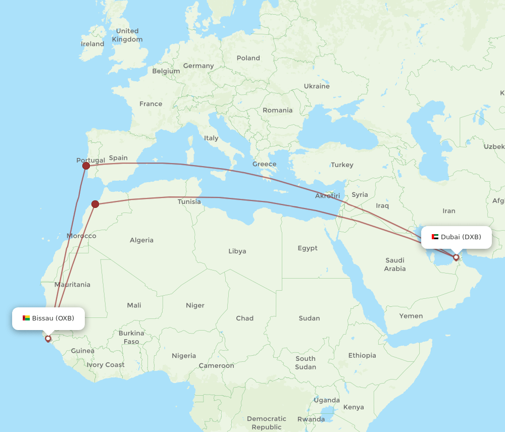 OXB-DXB flight routes