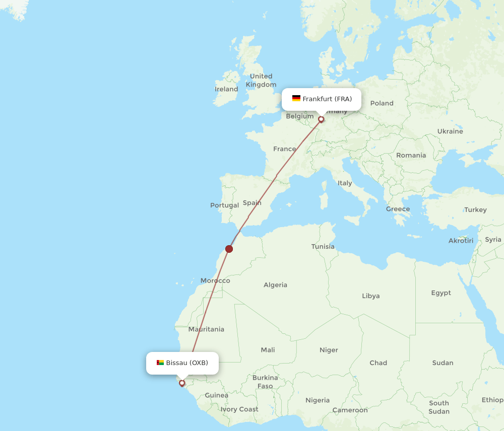 OXB-FRA flight routes