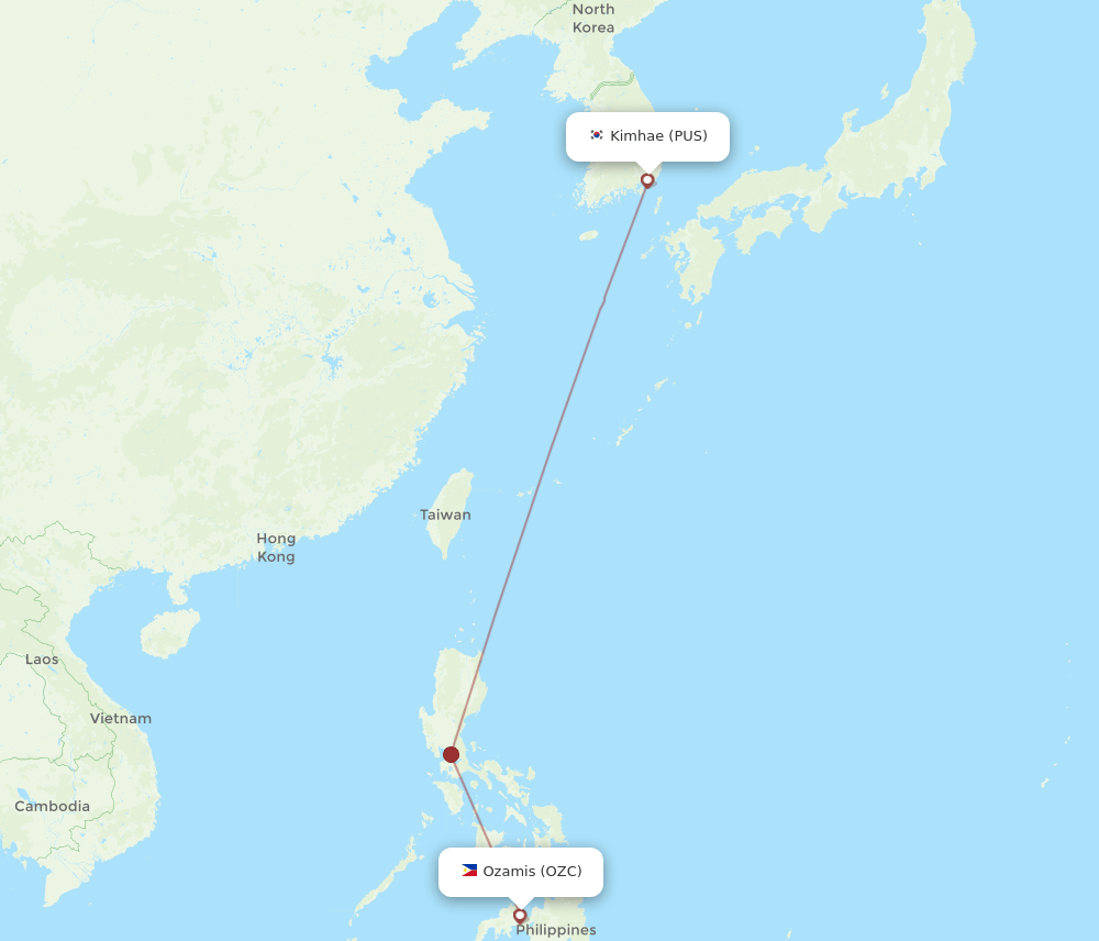 PUS to OZC flights and routes map
