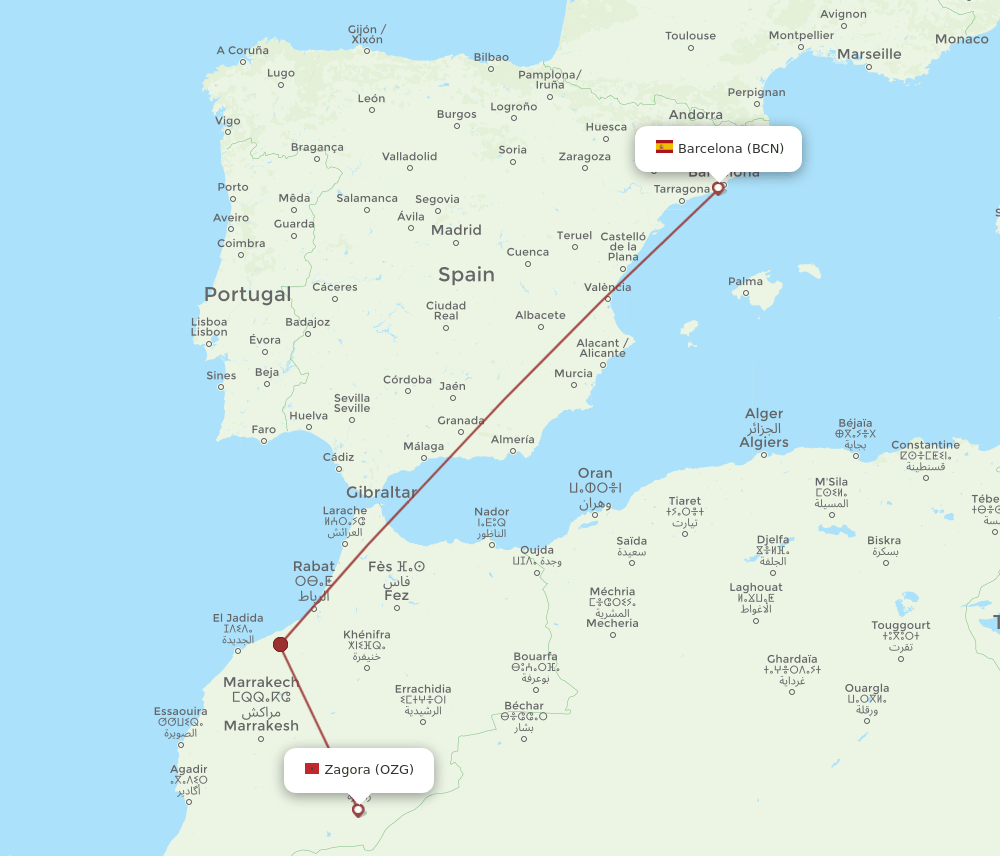 OZG-BCN flight routes
