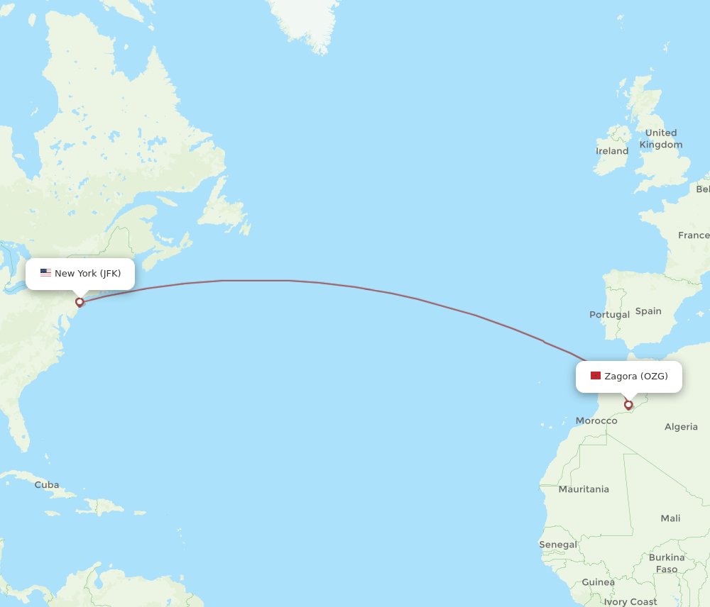 OZG-JFK flight routes