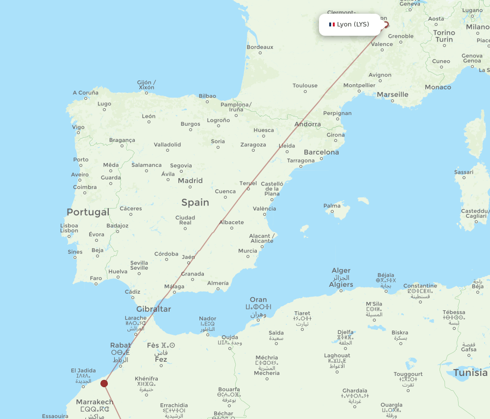 OZG-LYS flight routes
