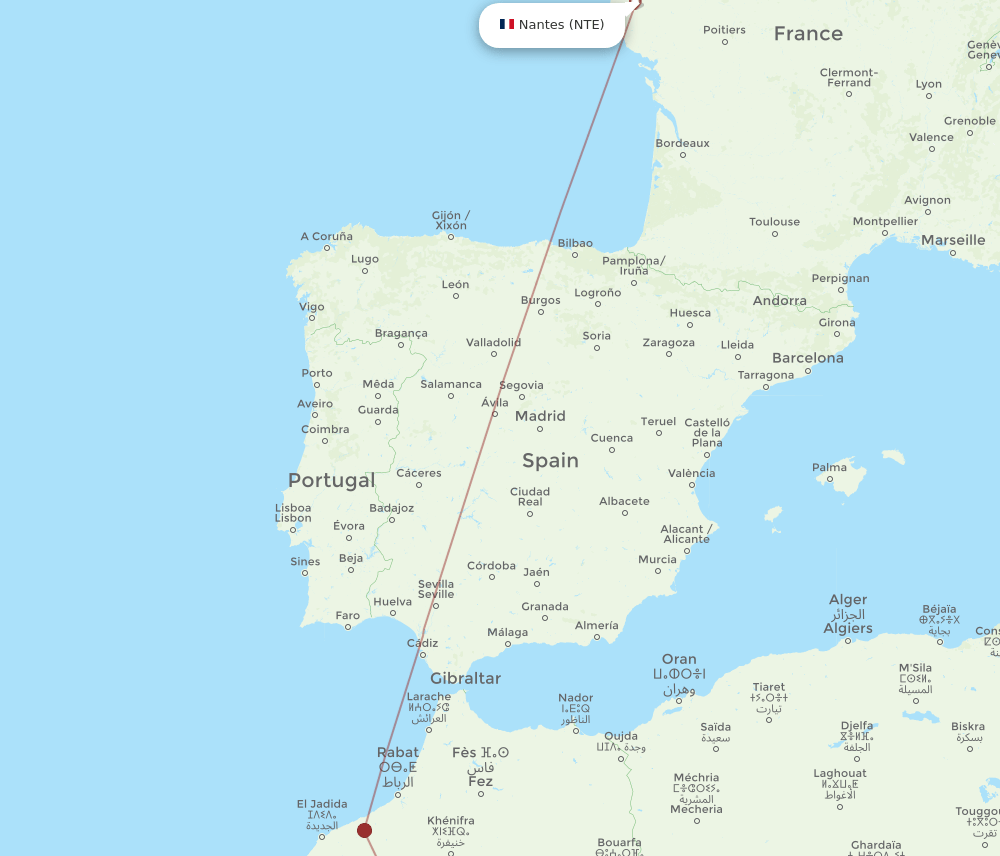 OZG-NTE flight routes