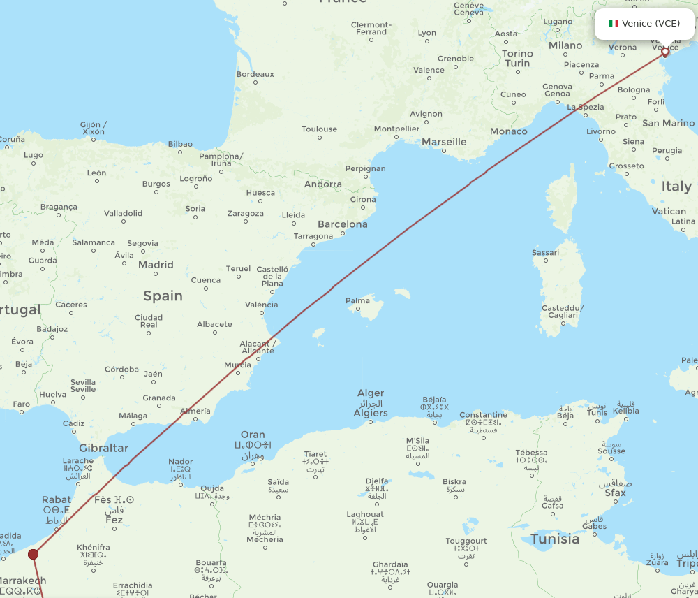OZZ-VCE flight routes